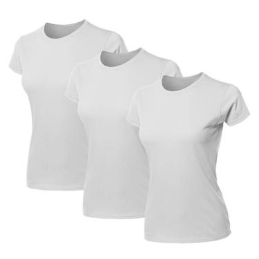 Imagem de Kit 3 Blusas Feminina Camiseta Lisa Básica Algodão Baby Look-Feminino