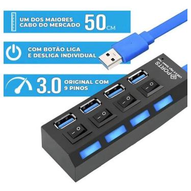 Imagem de Hub Usb 3.0 Com 4 Portas Super Velocidade 5gbps - Congratulations Stor