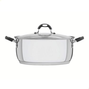 Imagem de Caçarola Rasa Tramontina Astro Silicone Aço Inox com Fundo Triplo Tampa de Vidro 30cm 8,9L 62123300