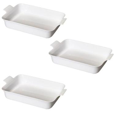 Imagem de Kit 3 Travessa  C/Alça LE CHEF 31,5x18,5x8,5Cm Branca - Paramount