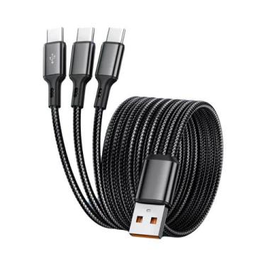 Imagem de Cabo De Dados 3 Em 1 USB-A Para 3 Type-C Com Carregamento Rápido De 10