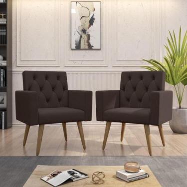 Imagem de Kit 2 Poltronas para Salão de Beleza e Sala de Espera Thais Suede - Mó