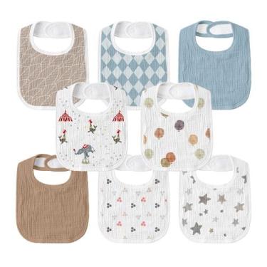 Imagem de Babadores GLLQUEN BABY 8 Unidades Ajustáveis de Algodão Muslin