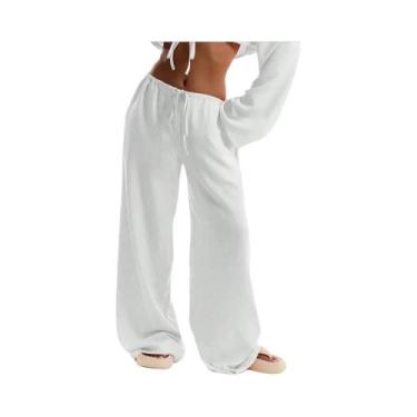 Imagem de Calças Femininas Casuais Oversized De Perna Larga Com Cintura Alta, El