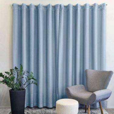 Imagem de Cortina Renda Azul C/ Forro Classica Olimpia 3,00x1,80 Alt - Interlar