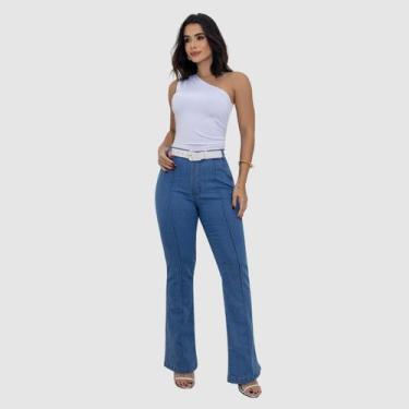 Imagem de Calça Jeans Feminino Flare Boca De Sino Algodão Moda Casual 2025 - SWI