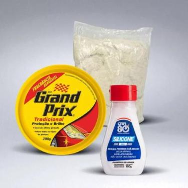 Imagem de Kit Acabamento Automotivo Cera Grand Prix + Silicone Em Gel Car80 + Es