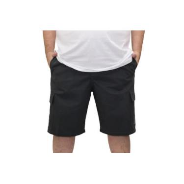 Imagem de Bermuda Plus Size Sarja / brim CARGO Masculina Slagbaai, Preto, 6 G