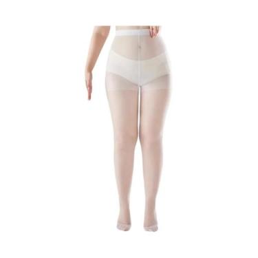Imagem de Meia-calça De Dança Branca plus Size 3XL Para Mulheres, Meias De Nylon