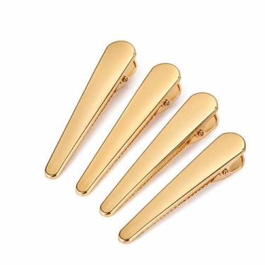 Imagem de Kit 4 Presilhas Douradas de Cabelo em Latão com Design Minimalista - S