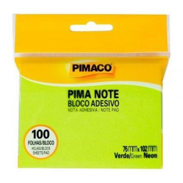 Imagem de Bloco recado adesivo Pima Note Verde Neon 76x102mm 100 fls - Pimaco