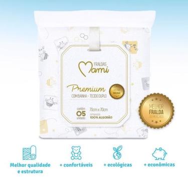 Imagem de KIT C/5 UNIDADES DE FRALDAS DE PANO MAMI PREMIUM 70x70cm ESTAMPADA C/B
