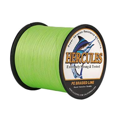 Imagem de Hercules Linha de pesca trançada super forte 4 fios super econômico de 1,8 kg a 2,3 kg Teste para água salgada, 109/328 / 547/1094 jardas (100 m / 300 m / 500 m / 1000 m), Diam# 0,08 mm - 0,55 mm Fluorescent Green, 15LB(6.8KG)-0.16MM-1094YDS(1000M)