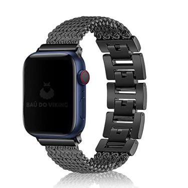 Imagem de Pulseira Aço Elos Fios, Compatível com Apple Watch (42/44/45, Preto)
