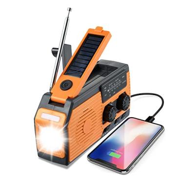Imagem de 5000mAh Rádio Manivela Solar, Portátil AM, FM, Rádio Meteorológica NOAA com Celular, Alarme SOS, Lâmpada Leitura | Kit Lanternas Rádio Solar para Emergências Camping Enjovdery
