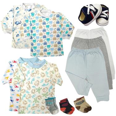 Imagem de Kit Com 11 Peças Camisetas Estampados e Mijão Meias Naninha