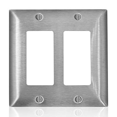 Imagem de Leviton SSJ62-C40 C-Series 2 Gang Decora Midway Wallplate, tipo 302/304, aço inoxidável