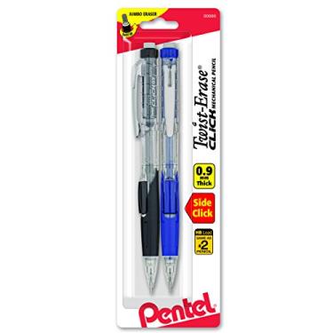 Imagem de Pentel Lapiseira Twist-Erase CLICK, cilindro transparente de 0,9 mm, pacote com 2 (PD279TBP2M)