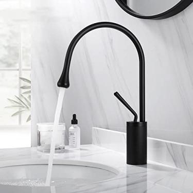 Imagem de Torneira da bacia escovado ouro preto prata torneira deck montado lavatório torneira misturador quente & Torneira de latão frio para banheiro, preto fosco médio, China