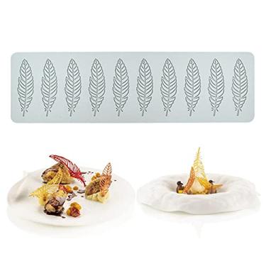 Imagem de Moldes de silicone de chocolate, molde de fondant de folha de pena oca 3D, molde geométrico de doces, enfeite de bolo de cupcake, decoração de bolos artesanais de açúcar (C_34 x 10 x 0,3 cm)