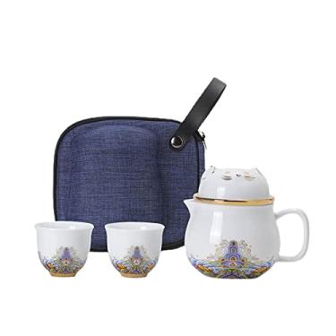 Imagem de Conjunto de chá portátil para dois adultos, xícara de chá com tampa cerâmica, caneca de viagem de chá, caneca de viagem, caneca de chá com infusor, xícara de chá com infusor e tampa fofa, xícara de chá com infusor e tampa de viagem (??????_???????)