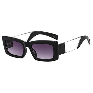 Imagem de Óculos de Sol Retangular Pequeno Vintage Designer Feminino Moda Óculos de Sol Tons UV400 Masculino Luxo Masculino Feminino Óculos, Cinza, A