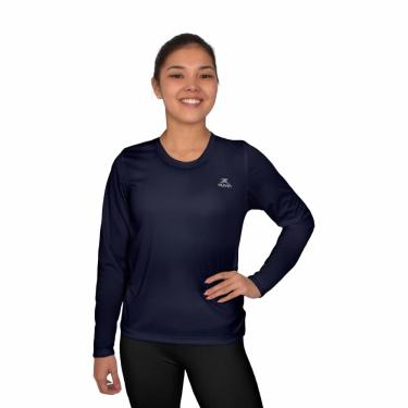 Imagem de Camisa Dry Basic LS Muvin – Manga Longa – Feminina – Proteção Solar UV50 – Camiseta Para Academia – Treino Funcional – Pilates – Yoga – Corrida – Ginástica – Fitness – Caminhada – Secagem Rápida (GG, Azul Marinho)