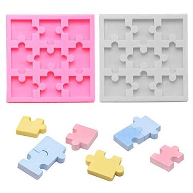 Imagem de MoldFun: 2 peças de quebra-cabeça molde de chocolate de silicone platina de grau alimentício para fondant, doces, cupcakes e bolos, irregular, cor aleatória