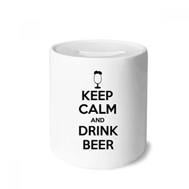 Imagem de DIYthinker Quote Keep Calm and Drink Beer Money Box Saving Banks Ceramic Coin Case Kids Adults