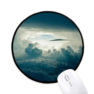 Imagem de Tapete de mouse cinza céu nuvens brancas desktop escritório tapete redondo para computador