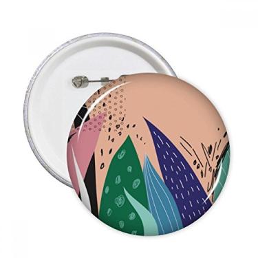 Imagem de Broche redondo com estampa de plantas abstratas de Aloe e alfinetes redondos para decoração de 5 peças