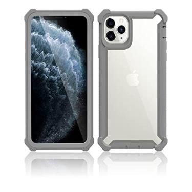 Imagem de O caso de armadura de proteção pesada PC TPU é para iPhone 14 13 12 11 Pro Max XR XS 8 7 plus capa de choque transparente, capas de telefone cinza, para telefone 12 mini (5.4)