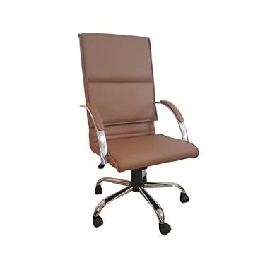 Imagem de Cadeira Escritório Boss Presidente CompreAlegre Giratória Reclínio Caramelo Cromada