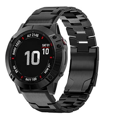 Imagem de Abanen Pulseira de titânio para relógio Fenix 6X / Fenix 5X / Fenix 7X / Enduro com ajuste de liberação rápida 26 mm pulseira de titânio com fivela de aço inoxidável para Garmin Fenix 5X Plus, Tactix Delta, preta, QuickFit 26mm, Titânio