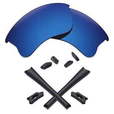 Imagem de Lentes de reposição e kits de borracha Mryok para óculos de sol Oakley Flak Jacket XLJ – Opt, Pacific Blue Polarized Lenses & Black Rubber Kits, One Size