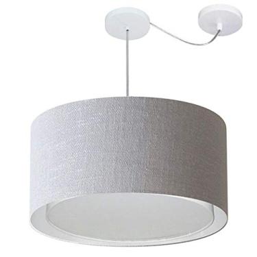 Imagem de Lustre Pendente Cilíndrico com Desvio de Centro Cúpula Tecido 30/55x50 cm, Vivare Iluminação, Pendente4316 CZ, Cinza, Médio