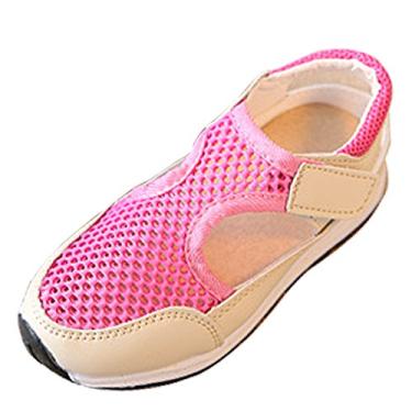 Imagem de Tênis de corrida unissex infantil de malha respirável Gaorui, rosa, 7.5