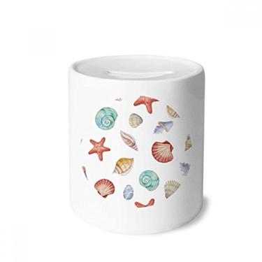 Imagem de DIYthinker Caixa para dinheiro colorida com ilustração de vida marinha em cerâmica porta-moedas presente de cofrinho