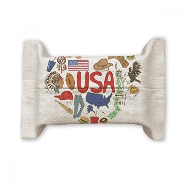 Imagem de Bolsa de linho de algodão com bandeira nacional dos EUA America Love Heart