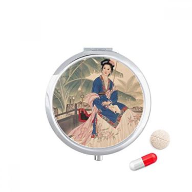 Imagem de Porta-comprimido com flor de folha, branco, azul, rosa, bolso para remédios