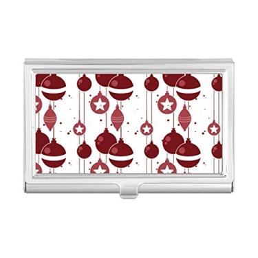 Imagem de Carteira de bolso com estampa vermelha e branca para cartões de visita de Natal