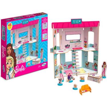 Casa casinha bonecas polly barbie madeira pintado e adesivado - Ri