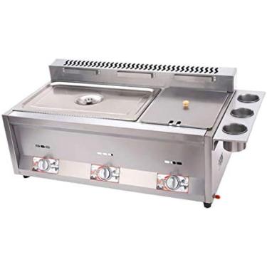 Imagem de Fritadeira A Gás De 18 Litros De Grande Capacidade Fritadeira De Batatas Fritas Em Aço Inoxidável Lpg Fritadeira Fritadeira Comercial Com Cestas De Fritadeira Para Cozinha De Restaurante,12L+6L,Hi