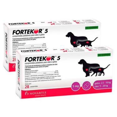 Imagem de Kit 2 Fortekor 5Mg Para Cães E Gatos Uso Veterinário Com 28 Comprimido