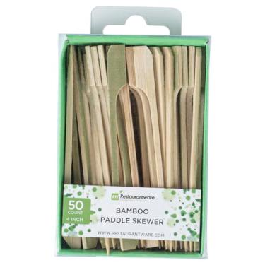 Imagem de Restaurantware Espetinhos de bambu de 10 cm: perfeitos para servir aperitivos e enfeites de coquetel - Cor natural - Pacote de varejo - 50 unidades - Biodegradável e ecológico