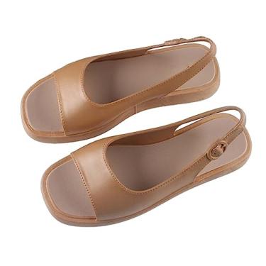Imagem de UIFLQXX Sandálias para mulheres elegantes verão verão novas sandálias dedo quadrado moda feminina cor sólida dedo aberto, Vermelho, 6.5