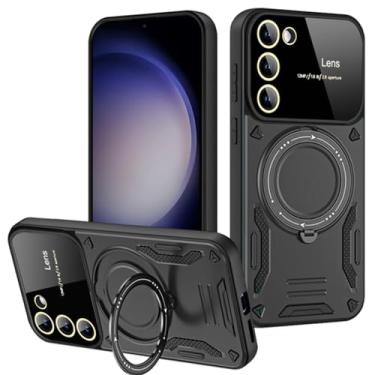 Imagem de Capa magnética rotativa com suporte para Samsung Galaxy S24 S23 Ultra Plus A54 A53 A52 A34 A14 S21 S20 FE Armor Lens Case, preta, para Galaxy S22