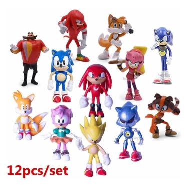 Imagem de Conjunto de bonecos de brinquedo Sonic Tails Knuckles Eggman Amy Rose x12