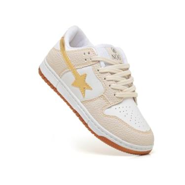 Imagem de Tênis Infantil Menina Menino Nog Star Casual Unisex Escolar (Branco/Dourado, BR, Criança de 4 a 8 anos, Numérico, P, 31)