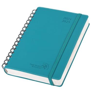 Imagem de POPRUN Agenda diária 2024-2025 uma página por dia com capa dura de couro encadernado em espiral - Livro de compromissos do ano acadêmico (julho de 2024 - junho de 2025) com compartimentos de hora em